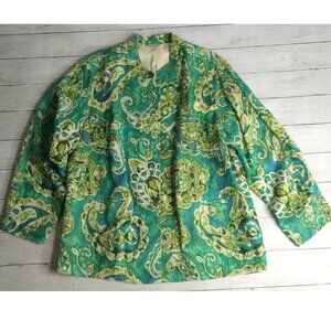Laura Ashley Vintage Women's Silk Linen Blazer Plus Size 2X Floral